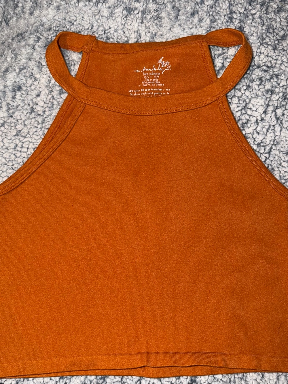 Free People High-Neck Crop Tank in Burnt Orange